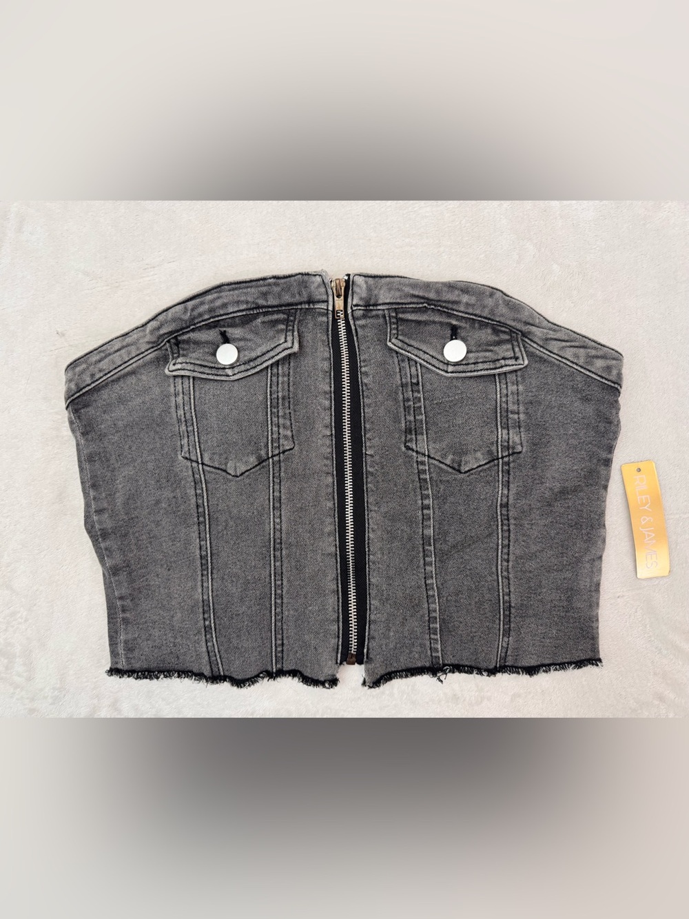 NWT Riley & James Grey Denim Crop Top